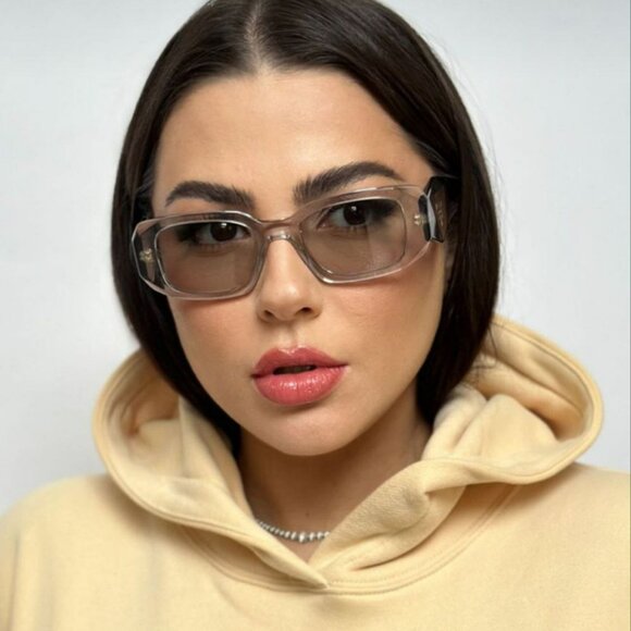 Prada PR17WS 12R30B BRAND NEW Sunglasses Transparent Grey Rectangle Unisex - Picture 4 of 12